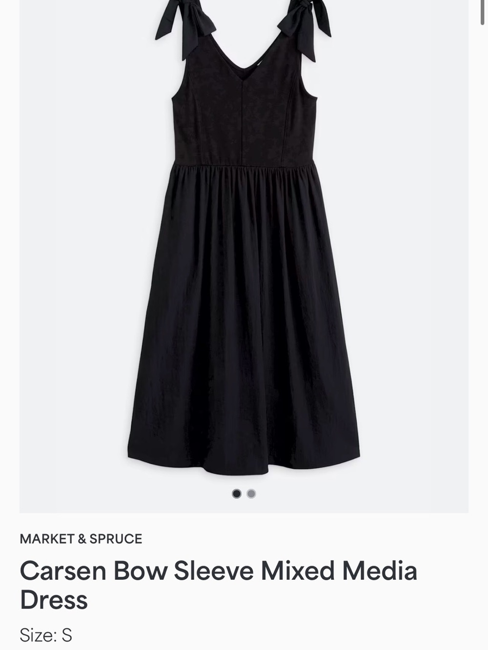 Market & Spruce Black Bow-Shoulder Mixed-Media Dress - Brand New With Tags